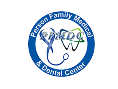 Person Family Medical & Dental Center (PFMDC) logo with stethoscope and tooth graphic