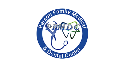 Person Family Medical & Dental Center (PFMDC) logo with stethoscope and tooth graphic