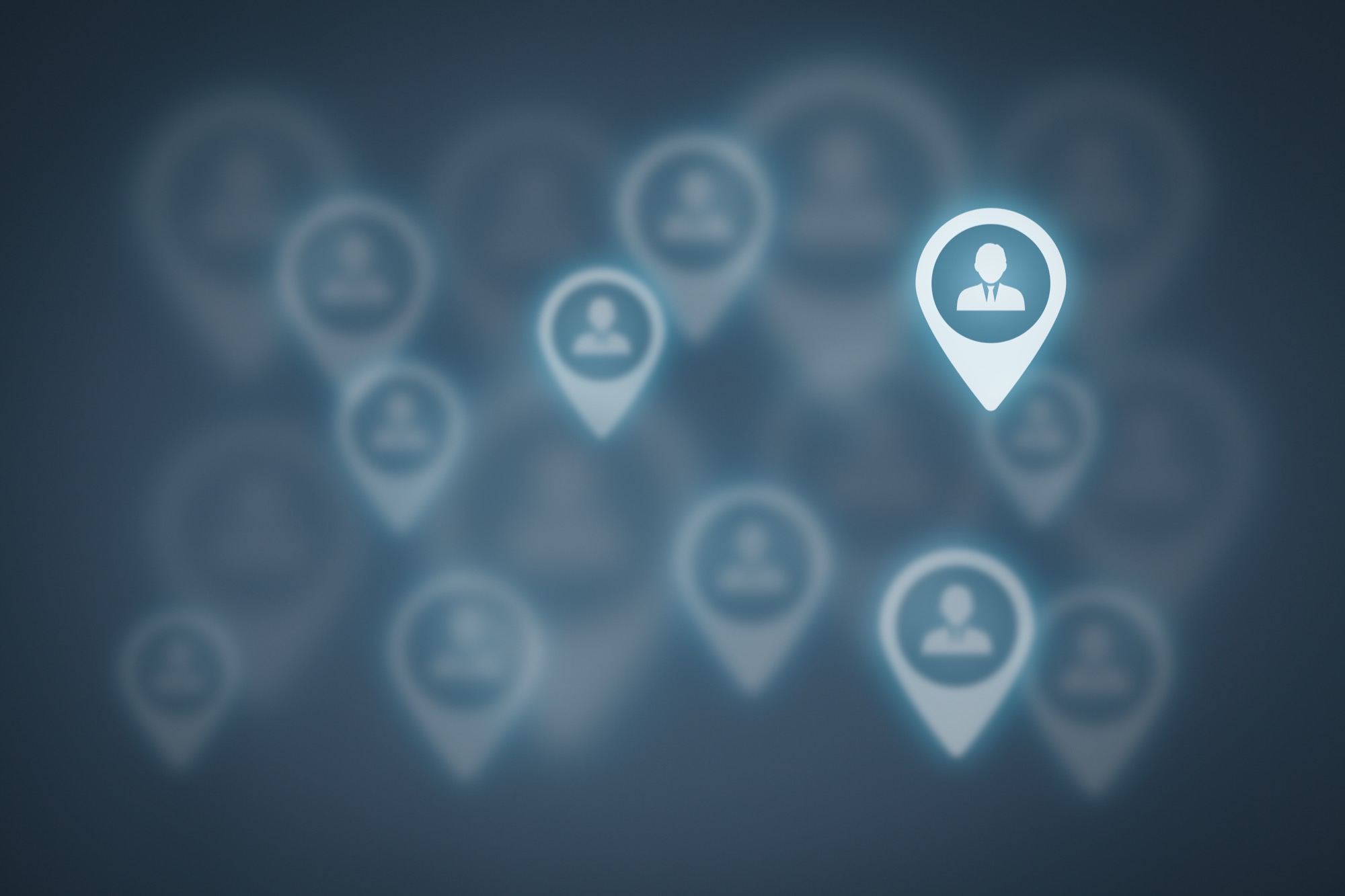 Abstract illustration of user location pins representing a connected patient network