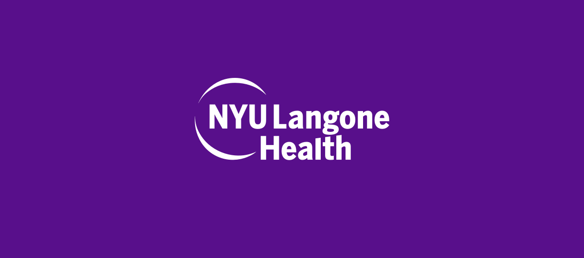 NYU Langone Health logo in white on purple background